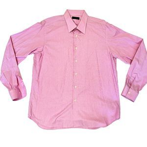Calvin Klein Collection Men’s Dress Shirt Pink/White Cotton Size 44/17.5